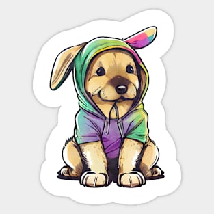 Cartoon Dog Wearing Hoodie Sticker